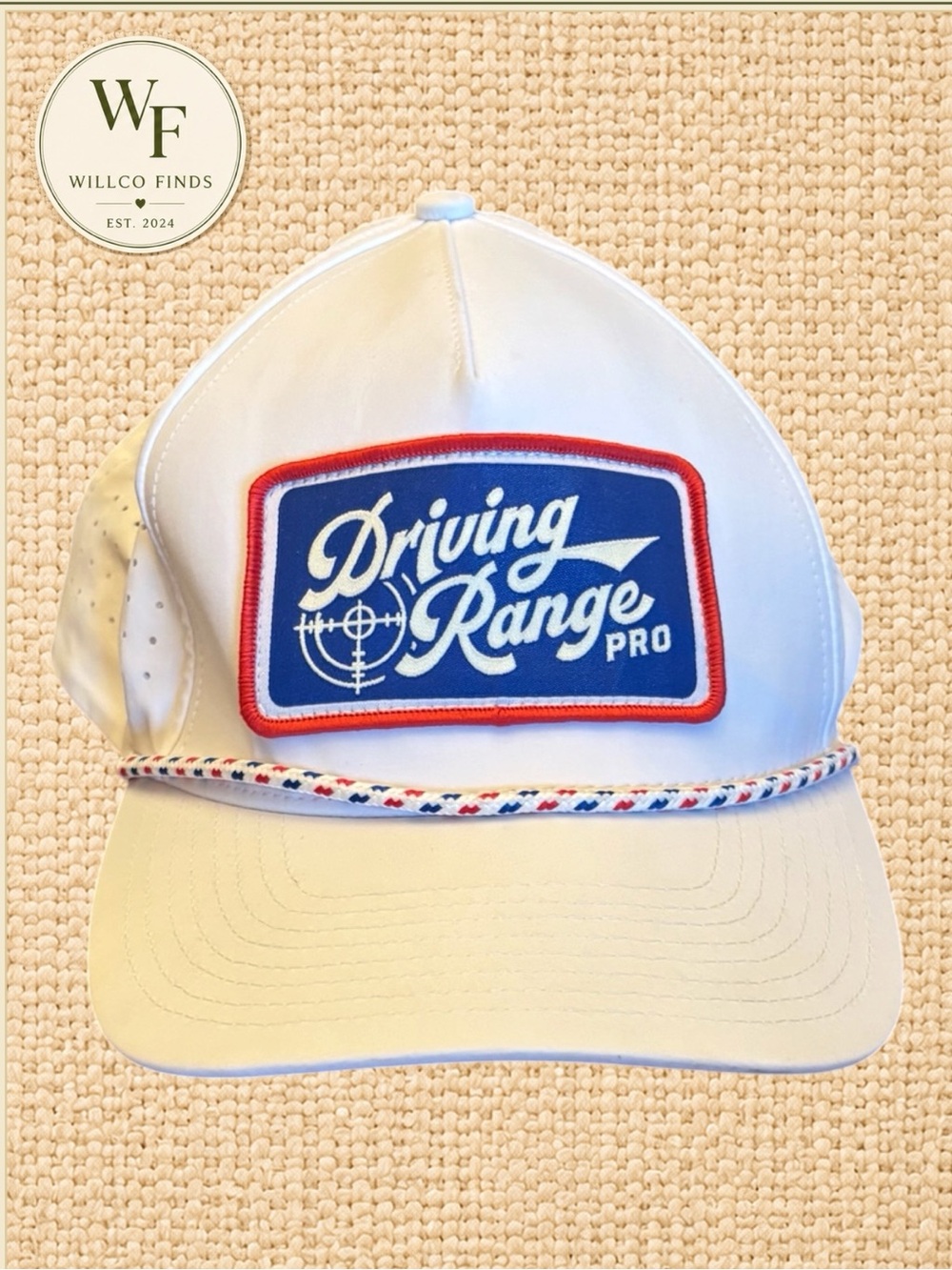 ShankItGolf Driving Range Pro White Performance Rope Hat Snapback Golf Cap